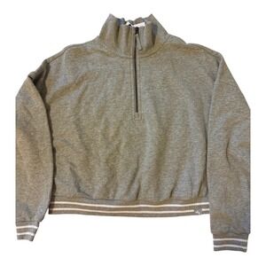 Joy‎ Lab gray Heather crop boxy fit half zipper Size Medium NWT